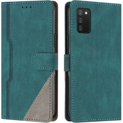 KAL-Coque Pour Samsung Galaxy A03S, Housse Etui Portefeuille Cuir Multifonction, Fermeture Magnétique À Clapet Anti-Choc [Fonction Support] Flip Case Compatible Avec Samsung Galaxy A03S (Vert)