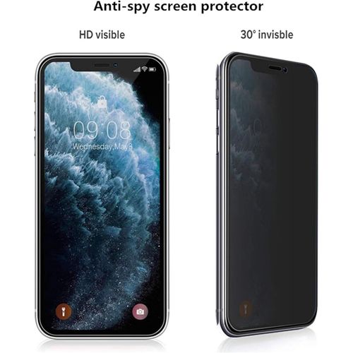 CAUC-Coque kompatibel Huawei Mate 20 Lite Bleu étui de Protection avec Protecteur d'écran en Verre de confidentialité Anti-Espion