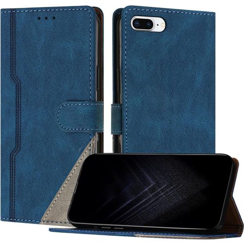 Kal-Étui Pour Iphone 8 Plus/Iphone 7 Plus/Iphone 6s Plus/Iphone 6 Plus (5,5 Pouce), Housse En Cuir Pu Avec [Protection Antichoc Tpu] [Fonction Support] [Porte-Cartes ] - Bleu