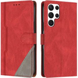 Coque Pour Samsung Galaxy S23 Ultra, Housse Etui Portefeuille Cuir Multifonction, Fermeture Magntique Clapet Anti-Choc [Fonction Support] Flip Case Compatible Avec Samsung S23 Ultra (Rouge)