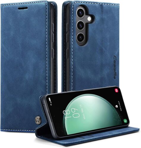 Coque Pour Samsung Galaxy S23 Fe Clapet Case En Cuir Pochette Protection Portefeuille Rabat Etui Premium Housse Porte Carte Magnétique Étui Pour Samsung Galaxy S23 Fe, Bleu