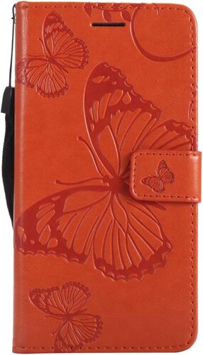SJZG-Coque Pour Galaxy J5 2017, Papillon Imprimé Pu En Cuir Coque Magnétique Portefeuille Tpu Étui Housse Pour Samsung Galaxy J5 2017 - Orange