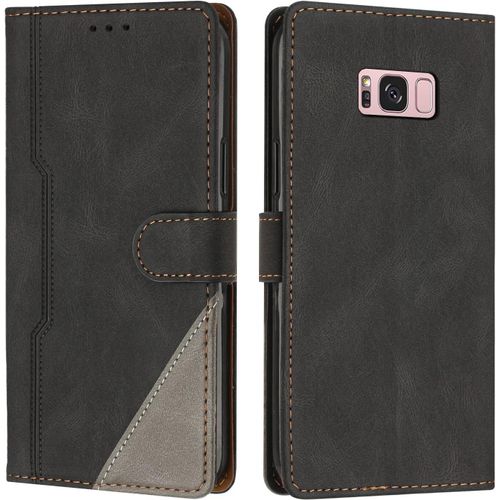 Coque Pour Samsung Galaxy S8, Housse Etui Portefeuille Cuir Multifonction, Fermeture Magntique Clapet Anti-Choc [Fonction Support] Flip Case Compatible Avec Samsung Galaxy S8 (Noir)