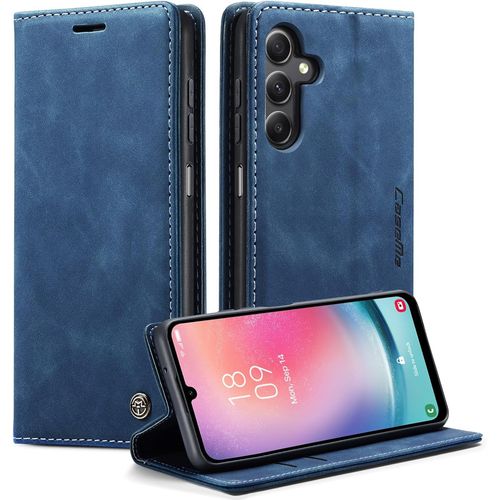 Kal-Coque Pour Samsung Galaxy A24 Clapet Case En Cuir Pochette Protection Portefeuille Rabat Etui Premium Housse Porte Carte Magnétique Étui Pour Samsung Galaxy A24, Bleu