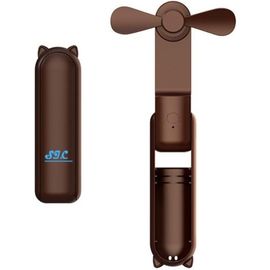 Mini ventilateur portable, ventilateur à batterie, ventilateur de bureau silencieux petit, ventilateurs portables de bureau, Powerbank ventilateur rechargeable porte type C (marron)