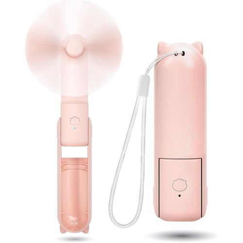 KALANKA-Mini Ventilateur à Main, Mini Ventilateur Silencieux Rechargeable à 3 vitesses [9-15 Heures de Fonctionnement], Ventilateur USB Portable avec Batterie pour le Voyage (Rose)