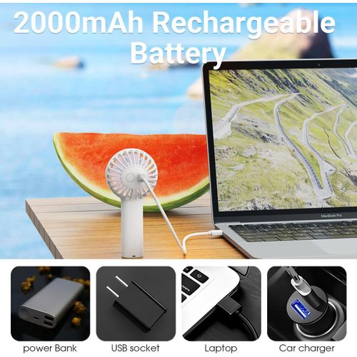 Mini Ventilateur Portable, 3 Vitesses Puissant Rechargeable Petit Ventilateur Personnel pour Voyage Maquillage Cils Enfants Filles Femmes