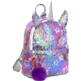 KALANKA-Sac à Dos Paillettes Licorne d'école pour Enfants/Filles, étanche Sac de Sport Rucksack Réglables avec Poche (Boule en peluche: couleur aléatoire)