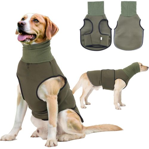Kalanka-Veste Pour Animaux Anxieux Avec Chapeaux Bandanas Manteau Anti-Anxiété Pour Chien Maille Respirante Bande Auto-Agrippante Et Réflecteur Apaiser Les Peurs Et La Nervosité Du Chien (Olive M)