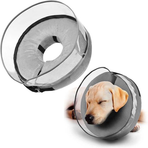 Kalanka-Collerette Chien Gonflable Avec Entonnoir De Protection Colerette Pour Chien Anti Lechage Collerette Chien Anti Lechage Collier Lune Chien Convient Adapté Aux Chiens De Plus De 5 Kg¿L¿