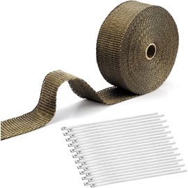 Kuuleyn Enveloppe Résistante à La Chaleur,Bande Thermique Echappement, 1 Rouleau De Ruban Adhésif Réfléchissant De Bouclier Thermique De Feuille D'aluminium De Voiture D'or(10M*5Cm