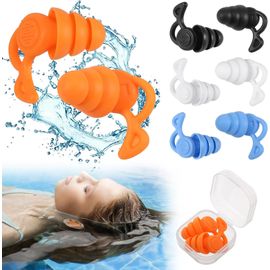 KALANKA-4 Paires Bouchon d'oreille Piscine pour Adultes, En Silicone Souple Imperméables et Réutilisables, pour le Surf, la Plongée en Apnée, la Piscine et la Douche