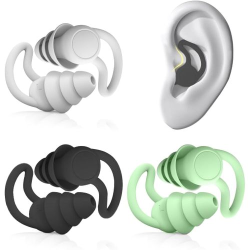 KALANKA-3 Paires Bouchons d'Oreilles Réutilisables en Silicone Doux et Étanches pour Adultes - Protection Auditive pour Piscine, Natation, Douche, Surf, Plongée et Autres Sports Aquatiques
