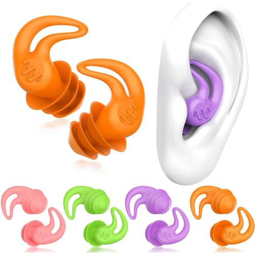 KALANKA-Lot de 4 paires de bouchons d'oreilles étanches réutilisables en silicone souple pour la douche, la natation, le surf, la plongée avec tuba et autres sports nautiques