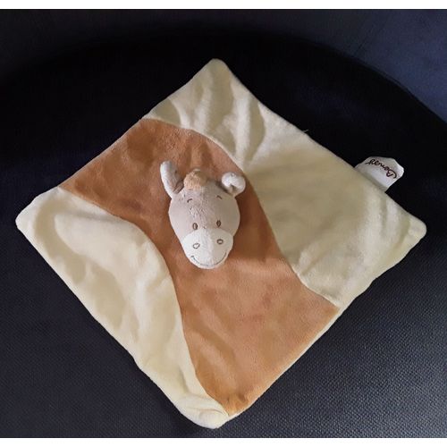 Doudou Plat Âne Cheval Orange Beige Bengy