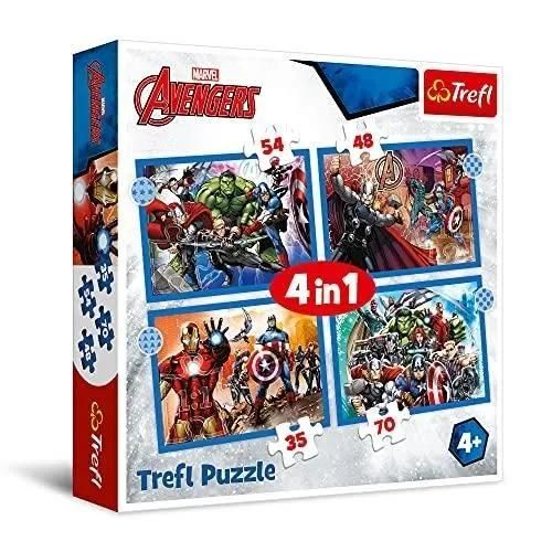 Puzzle - TREFL - AVENGERS - 4 pièces - Licence Marvel - Pour enfants à partir de 8 ans