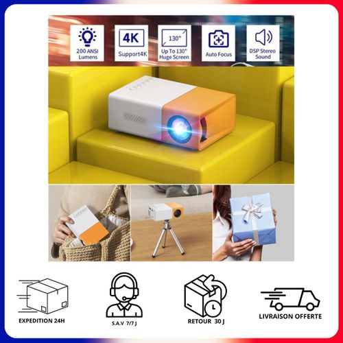 Mini projecteur Vidéo 4k Cinéma HDMI Portable 1080p Full HD Wifi