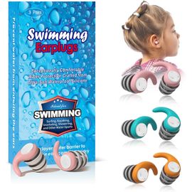 KALANKA-Bouchons d`Oreilles Natation Enfant \u2013 3 Paire Réutilisable en Silicone avec Boîte \u2013 Bouchons Étanches et Doux pour Piscine, Plongée, Douche \u2013 Accessoire Anti-Eau pour Garçon et
