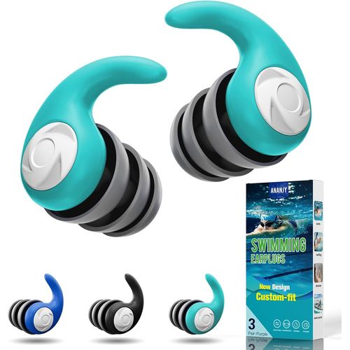 KALANKA-Bouchons d'oreille de Natation pour Adultes - 3 Paires de Bouchons d'oreille en Silicone doux et étanches pour les Nageurs, Parfaits pour le Surf, la Plongée en Apnée, la Piscine et la Douche