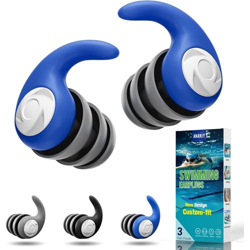 KALANKA-Bouchons d'oreille de Natation pour Adultes - 3 Paires de Bouchons d'oreille en Silicone doux et étanches pour les Nageurs, Parfaits pour le Surf, la Plongée en Apnée, la Piscine et la Douche