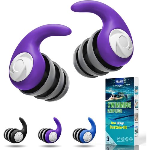 KALANKA-Bouchons d'oreille de Natation pour Adultes - 3 Paires de Bouchons d'oreille en Silicone doux et étanches pour les Nageurs, Parfaits pour le Surf, la Plongée en Apnée, la Piscine et la Douche