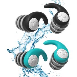 KALANKA-Lot de 2 paires de bouchons d'oreilles étanches pour adultes - En silicone souple - Parfaits pour le surf, la plongée, la piscine, la douche (vert + noir, taille unique)