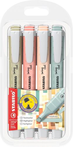 Kalanka-Swing Cool Naturecolors - Surligneur - Pochette X 4 Surligneurs Pastel Couleurs Nature