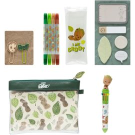 Eryi-- Set De Papeterie Groot | Inclut : 1 Stylo 10 Couleurs, 5 Blocs De Notes Adhésives, 4 Surligneurs, 2 Trombones, Trousse | Fournitures Scolaires Kawaii, Papeterie Kawaii