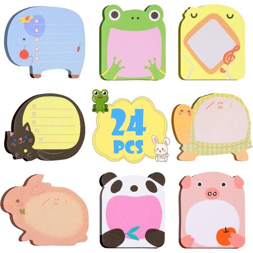 Sticky Notes,24pcs Notes Autocollantes Mignonnes,480 Feuilles Marque Page Adhesif En Forme D'animaux Pour Les Études,La Maison,Le Bureau,La Colocation Ou Les Cadeaux