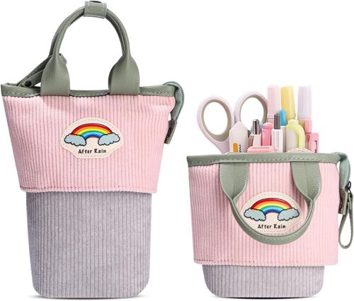Trousse Crayon Télescopique,Trousse Scolaire À Fermeture Éclair,2 En 1 Trouse Sur Pied,Trousse Scolaire Fille,Trousse Kawaii,Pour Garçons Filles Etudiants Et Fournitures De Bureau.[B101]
