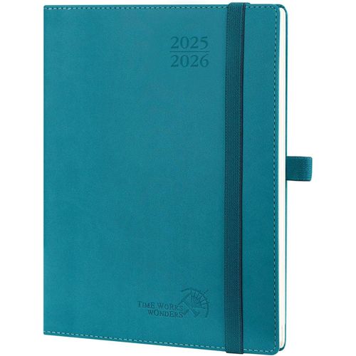 Agenda 2025 2026 Semainier Vertical 22 X 16,5cm D'août 2025 À Déc 2026-17 Mois Planner Scolaire - Couverture Souple En Pu Cuir, Intervalles De 30 Minutes, Papier 80g/M², Pacifique Vert