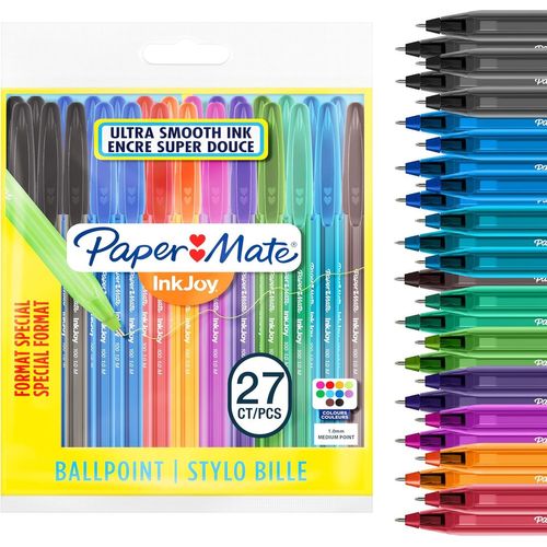 Paper Mate Inkjoy 100st Stylos Bille | Pointe Moyenne (1,0 Mm) | Couleurs Assorties | Lot De 5