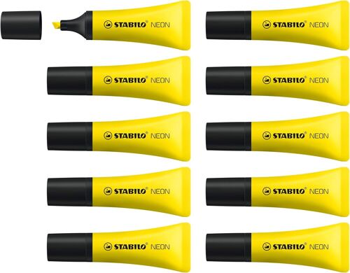Kalanka-Neon - Surligneur - Lot X 10 Surligneurs Fluo - Jaune