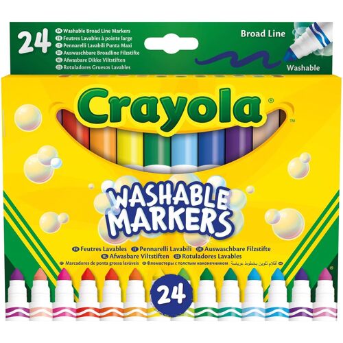 Kit De 24 Feutres Lavables, Pointe Conique Pour Traits Fins Et Épais, Assortiment De Couleurs Âge Conseillé: À Partir De 3 Ans