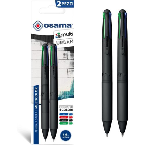4 Multi - Stylo 4 Couleur Noir, 2 Pièces Avec Encre Bleue, Rouge, Verte Et Noire - Stylo Bille 0.1 Mm Pour Papeterie, Accessoire Bureau Et Fourniture Scolaire - Stylo Couleur Avec Trait Fluide