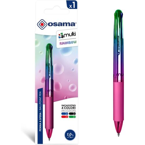 4 Multi Rainbow - Stylo 4 Couleur Personnalisé Coloré, 1 Pièce - Stylo Bille 1mm Pointe Moyenne Avec Encre Noire, Bleue, Rouge Et Verte - Stylos Couleur Papeterie, Fourniture Scolaire Et Bureau