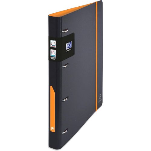 Eryi-Classeur À Anneaux European Binder For Students A4 Dos 30mm 4 Anneaux En D Couverture Polypro Expansé Bicolore Noir/Orange