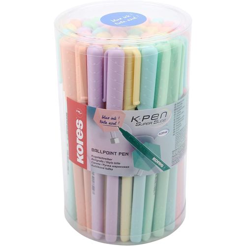 Letnerny-K0r-M Stylos À Bille Aux Couleurs Pastel, Pointe Moyenne 1 Mm, Encre Bleue Semi-Gel Pour Une Écriture Douce, Forme Hexagonale Ergonomique, Fournitures Scolaires Et De Bureau, Lot De 50