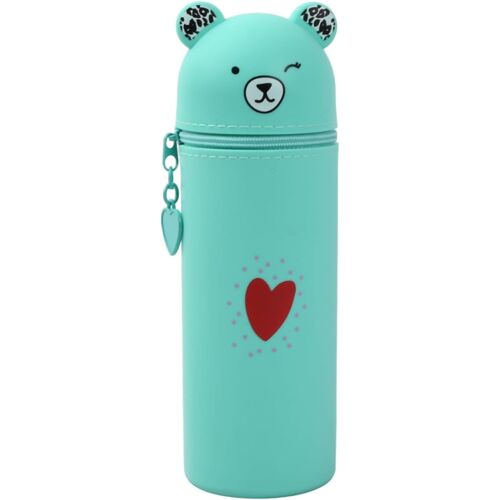 Trousse Silicone Verticale, Kawaii Trousse Porte-Stylo De Table, Ours Trousse ¿¿ Crayons Scolaire, Cartoon Trousse Porte-Stylo, Sac De Papeterie De Bureau Pour ?Tudiant Scolaire Cadeaux Rentr¿¿ (Vert)