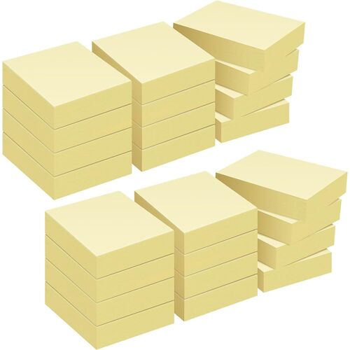 Feuillets Autocollants 2400 Feuillets,Sticky Notes De 51 * 38mm,100 Feuillets Par Blocs Feuillets Autocollants Convient Aux Mémos,Messages,Rappele-Jaune