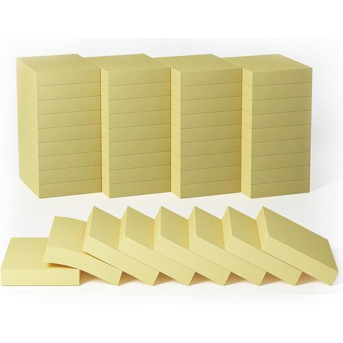 Lot De 36 Mini Blocs De Notes Adhésives De 3,8x5,1 Cm,80 Feuilles/Bloc,Jaune Basique Pour Petits Rappels Dans Les Bureaux,Les Écoles Et La Maison