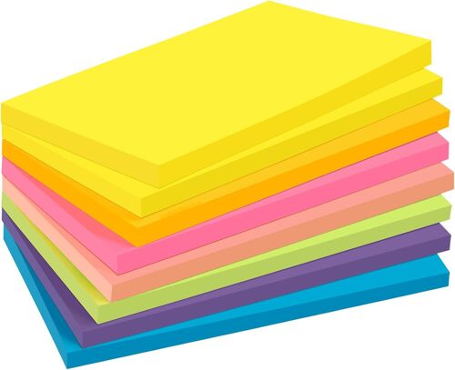 8 Blocs Grandes Sticky Notes,76x127 Mm Feuillets Autocollants Brillantes,6 Blocs 6 Couleurs + 2 Gratuits Jaune Canari Notes Autocollantes Aux Listes De Tâches Et Rappels,60 Feuilles/Bloc