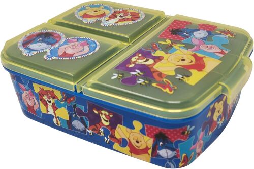 Boîte à déjeuner/sandwich pour enfant en plastique sans BPA avec compartiments (Winnie l'ours)