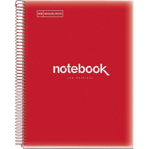 Meimie-- Carnet De Notes A4 Emotions,5 Bandes De Couleur,120 Feuilles Lignées 7 Mm,Papier 90 G/M²,4 Trous,Couverture Polypropylène,Couleur Rouge