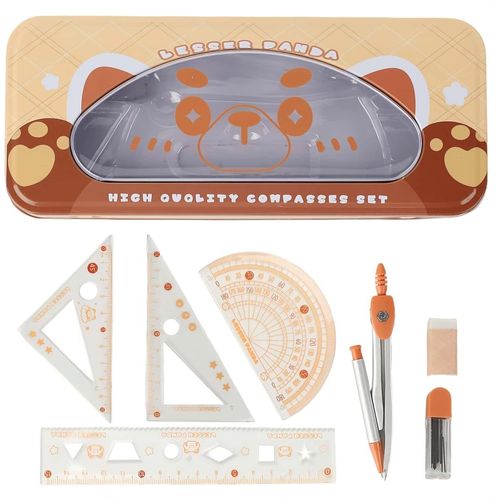 Compas, 7 Pièces Animaux Mignons, Robuste Et Durable, Boussole Pour Lécole Primaire, Le Collège Et Le Lycée, Populaire Auprès Des Enfants, Ensemble Boussole, Rapporteur Le Règle[Z505]