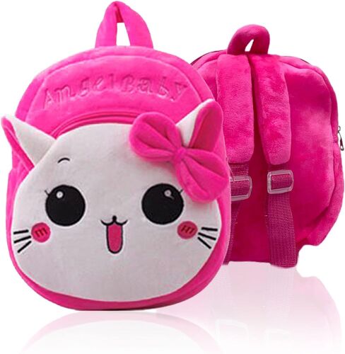 Sac à Dos Enfant,Forme Le chat Mignonne en Peluche sac à dos crèche,Mini-Sac à Dos école Maternelle Enfant Bébé Tout-Petit Sac,Cartable Scolaire Maternelle Cadeaux pour Fille