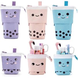 Étui À Crayons Fill, 3 Pièces Étui À Crayons De Dessin Animé Trousse À Crayons Télescopique En Toile Porte Crayon Enfant Pour Garçons Filles Etudiants Fournitures De Bureau Filles École