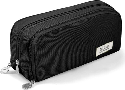 Trousse ¿¿ Crayons, Grande Capacit¿¿ Trousse Scolaire Pour Garcon Fille, Sac ¿¿ Crayons Avec 3 Compartiments, Sac De Papeterie Organisateur Pour ?Clair Fourniture L'?Cole (Noir)