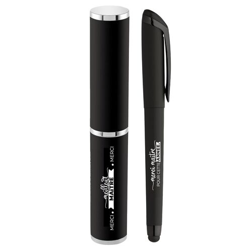 Cadeau prêt à offrir|Cadeau MAITRE|STYLO personnalisé avec stylet pour écran tactile et ÉTUI CADEAU offert|Idée cadeaux PAS CHERS|ÉCOLE,NOËL (TUBE ET STYLO MAITRE)