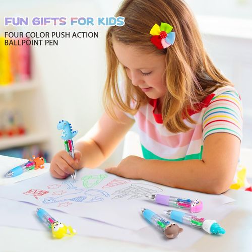 Lot De 20 Stylos À Bille Multicolores 4 En 1 - Mini Stylo Multicolores Créatif Mignon Animé - 4 Couleurs - Stylos À Bille Rétractables Pour Bureau Fournitures Scolaires Fête Gadget Anniversaire